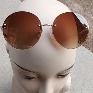 Freyrs Lisa Sunglasses Round Rimless Gold Details Excellent Condition